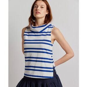 New Maeve by Anthropology White & Blue Striped Top XS